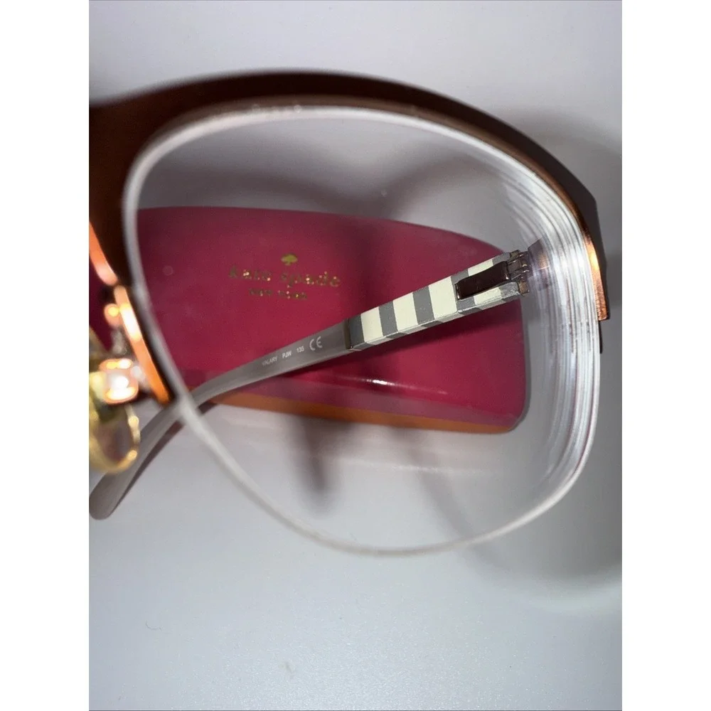 Kate Spade Valary PJW Authentic Copper Half Rim Eyeglass Frames 51-16-135 & Case